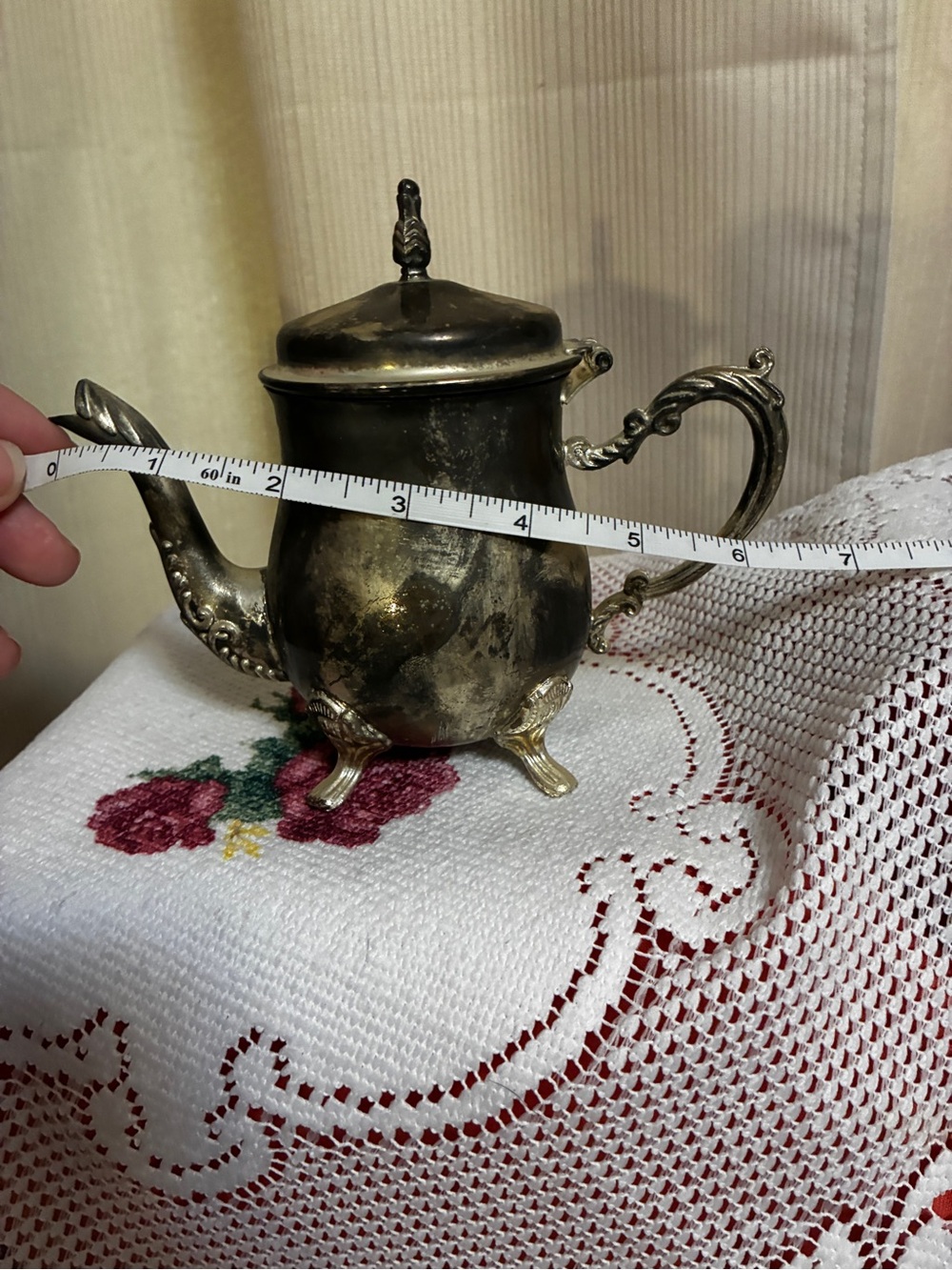 Vintage Ornate Silverplate Mini Teapot Footed Victorian style hinged lid - Picture 15 of 15